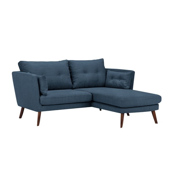 Canapea cu 3 locuri Mazzini Sofas Elena, cu șezlong pe partea dreaptă, albastru
