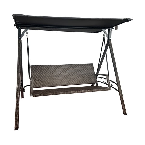 Balansoar de grădină gri din ratan artificial Rattan – Rojaplast-image-1