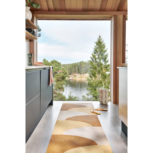 Covor tip traversă pentru interior și exterior galben ocru 70x270 cm Hill Ochre Pale Yellow – Pappelina-image-1