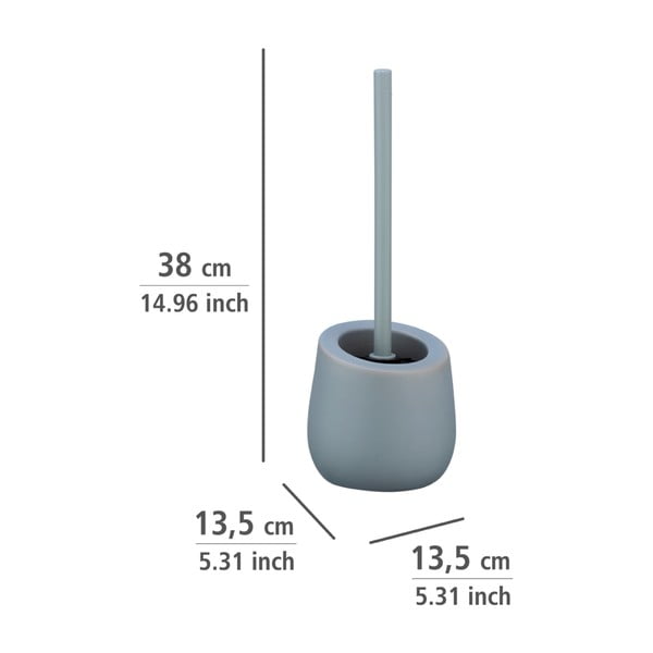 Perie cu suport din ceramică pentru toaletă Wenko Badi, gri-image-1