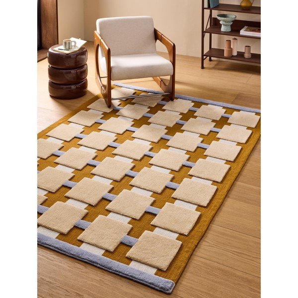 Covor galben ocru țesut manual din amestesc de lână 200x290 cm Mallory – MADE-image-1