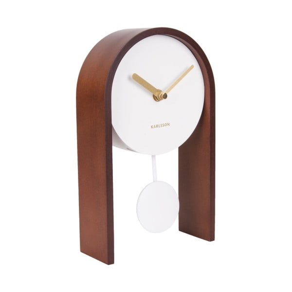 Ceas de masă cu lemn de mesteacăn Karlsson Smart Pendulum, maro