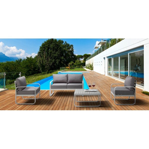 Fotoliu de grădină gri deschis din metal Ischia – Tomasucci-image-1