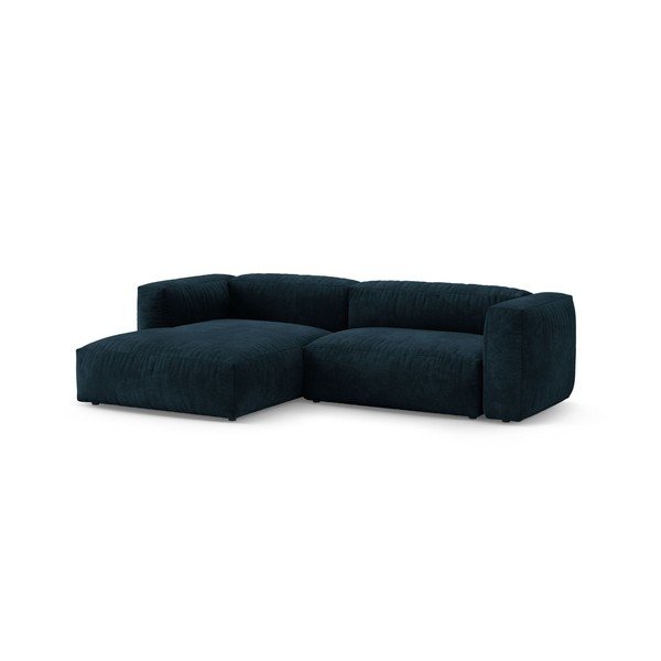 Colțar modular albastru închis extensibil cu tapițerie din catifea (cu colț pe partea stângă/cu șezlong) – Micadoni -image-3