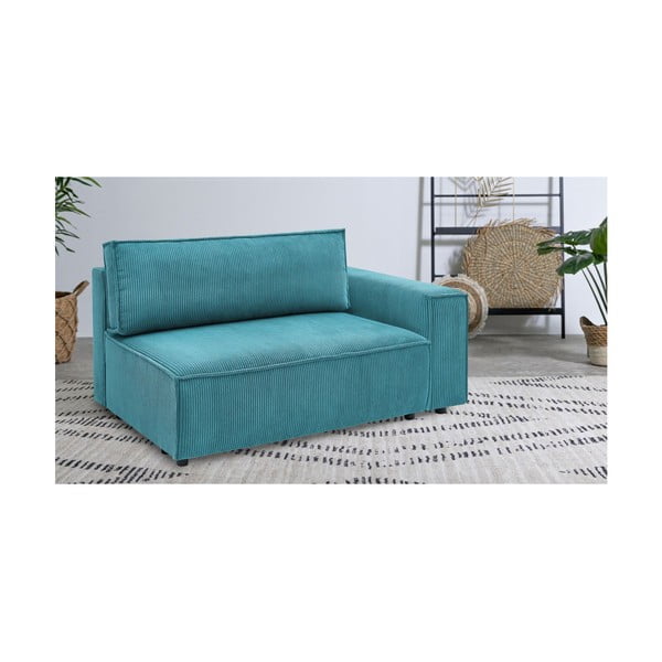 Modul pentru canapea albastru cu tapițerie din catifea reiată  (cu colț pe partea dreaptă) Nihad modular – Bobochic Paris-image-1