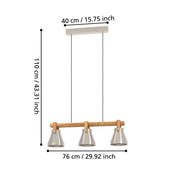 Lustră argintie/în culoare naturală cu abajur din metal CAWTON – EGLO-image-2