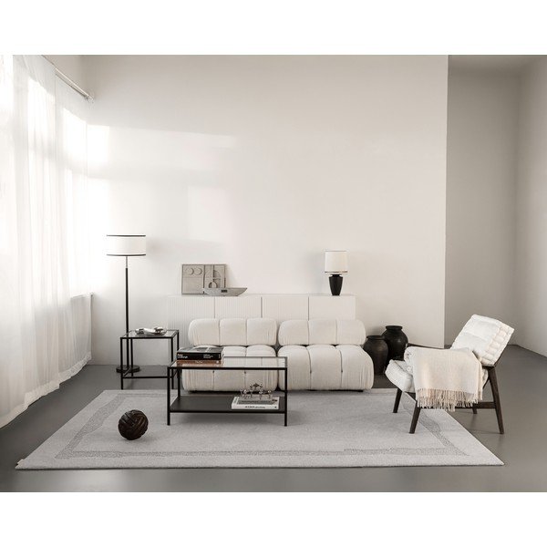 Covor gri deschis din lână 133x190 cm Morphic Rocca – Agnella-image-4