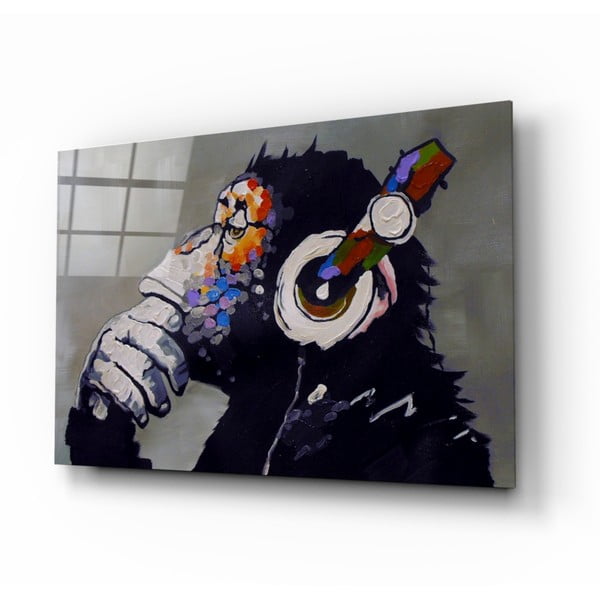 Tablou din sticlă Insigne Thinking Monkey, 110 x 70 cm