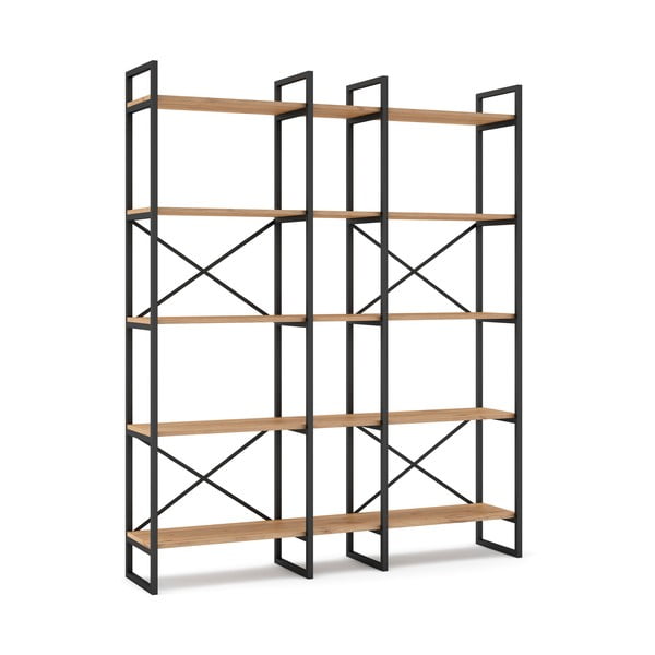 Etajeră negru/natural  cu aspect de lemn de stejar 144x175 cm Dusan – Marckeric-image-3