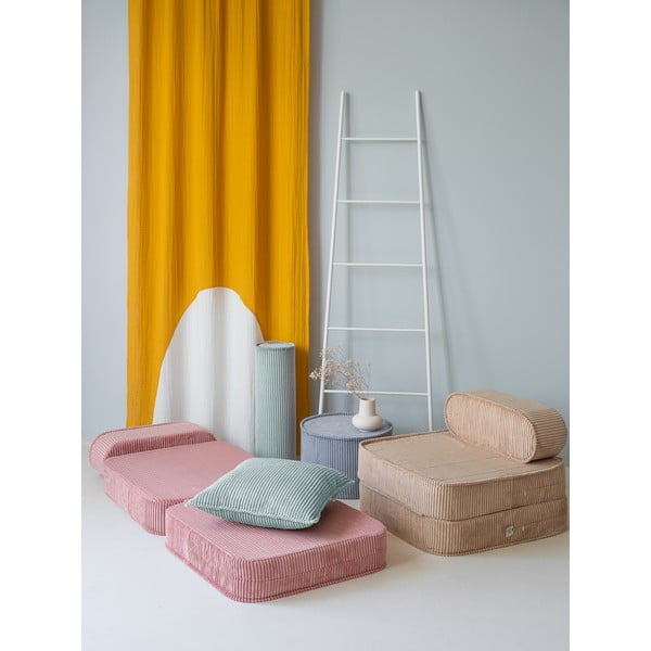 Fotoliu de copii roz cu tapițerie din catifea reiată Flip – Wigiwama-image-4