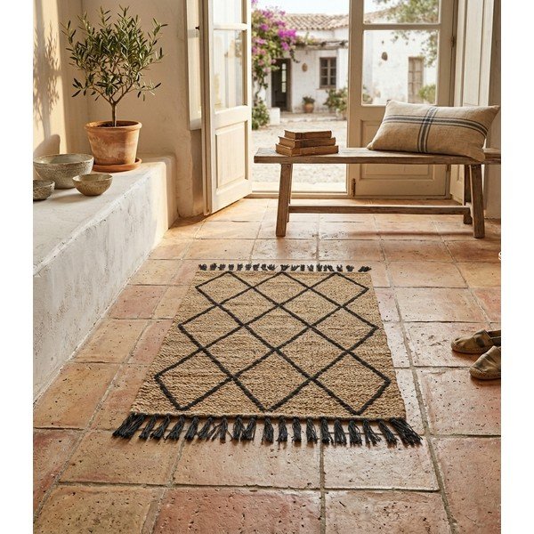 Covor negru/în culoare naturală țesut manual din iută 60x90 cm Shaila – Yes Everyday-image-1