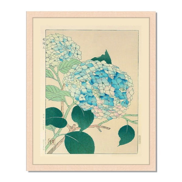 Tablou înrămat Liv Corday Asian Blue Flowers, 40 x 50 cm