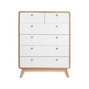Comodă albă/în culoare naturală înaltă cu aspect de lemn de stejar 81x104 cm Caitlin – Støraa