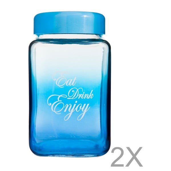 Pahar din sticlă cu capac Mezzo Square Pintoro, 1 l, albastru