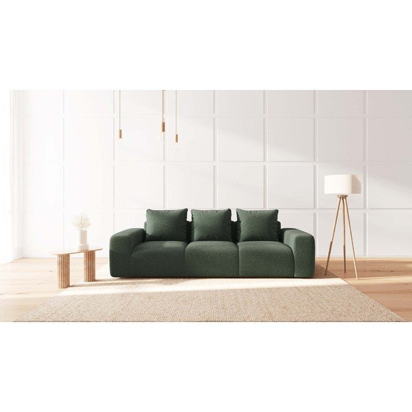 Canapea verde cu tapițerie din stofă bouclé 287 cm Feiro – MESONICA-image-1