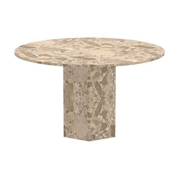 Masă de dining maro deschis rotundă din marmură ø 130 cm Naxos – Actona-image-3