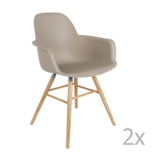 Set 2 scaune cu cotiere Zuiver Albert Kuip, gri maro