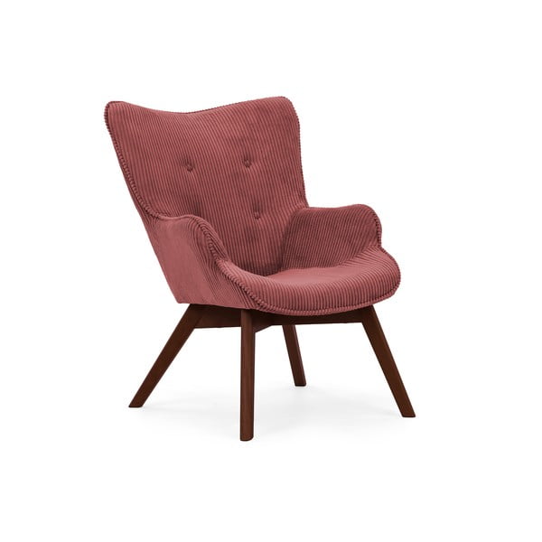 Fotoliu cu taburet roșu cu tapițerie din catifea reiată Niko – Ropez-image-4