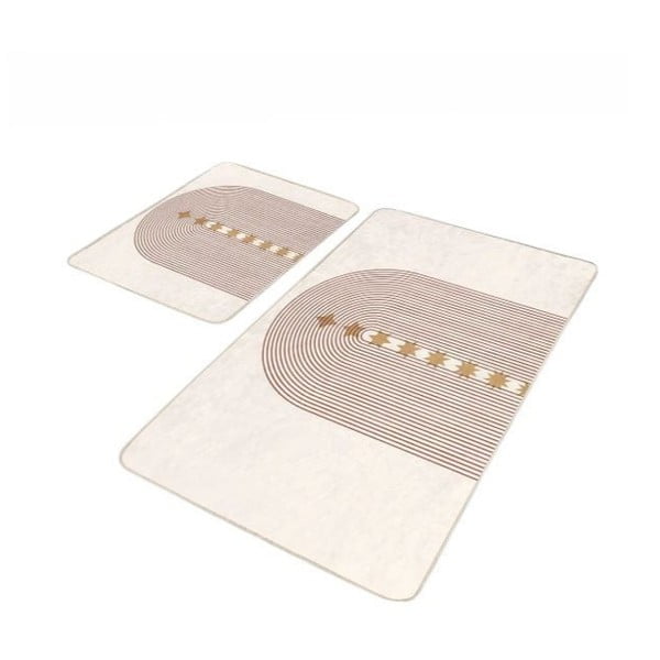 Covorașe de baie bej 2 buc. din catifea 60x100 cm – Mila Home