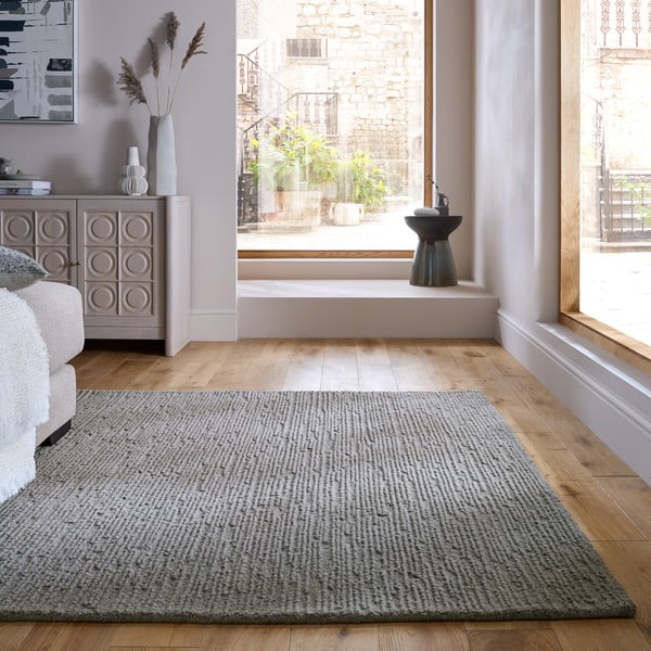 Covor gri țesut manual din lână 160x230 cm Harris Boucle – Flair Rugs-image-1