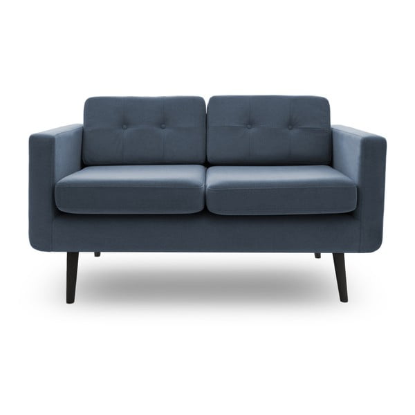 Canapea cu 2 locuri și picioare negre Vivonita Sondero, albastru deschis