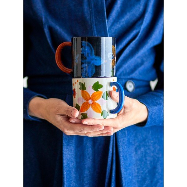 Căni negre/bej 2 buc. din ceramică 300 ml Maricala – Bloomingville-image-4