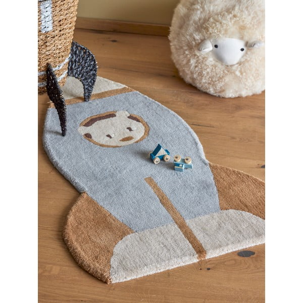 Covor pentru copii albastru-maro din lână 60x100 cm Space – Bloomingville Mini-image-1