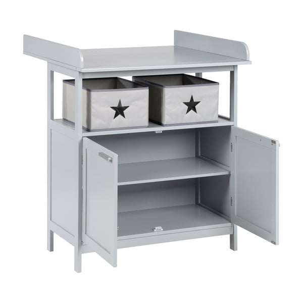 Comodă de copii gri cu masă de schimbat 87x100x75 cm Hamburg – Roba-image-2