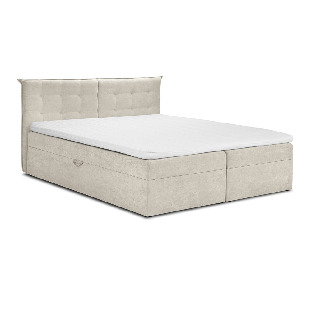 Pat boxspring 180x200 cm bej cu spațiu de depozitare Echaveria ...