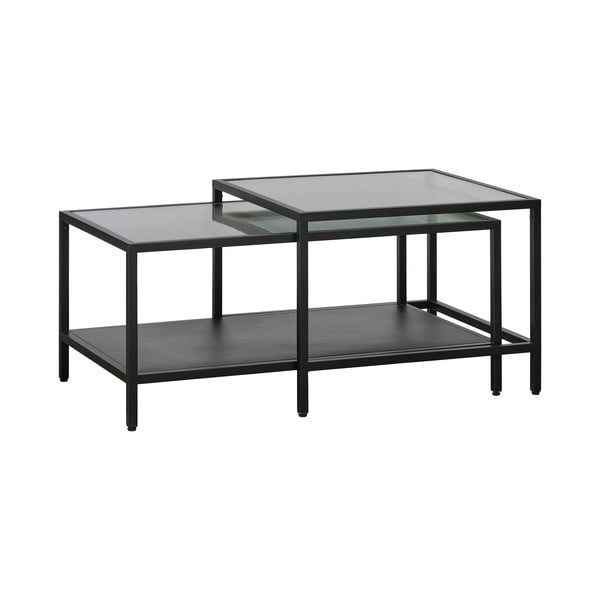 Măsuțe de cafea negre 2 buc. din sticlă 60x60 cm Bronco – Unique Furniture-image-2