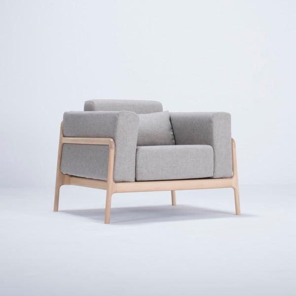 Fotoliu din lemn de stejar Gazzda Fawn, gri