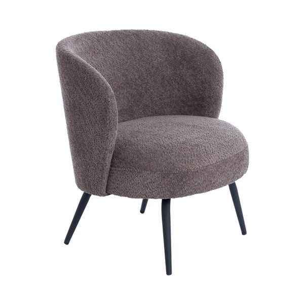 Fotoliu maro închis cu tapițerie din stofă bouclé Dieyda – Light & Living