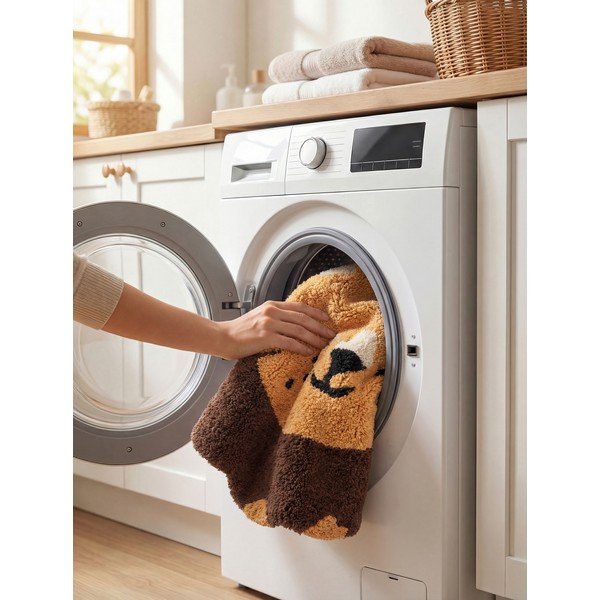 Covor pentru copii portocaliu/maro lavabil/țesut manual din bumbac 112x120 cm Snuggle Lea – Hanse Home-image-3