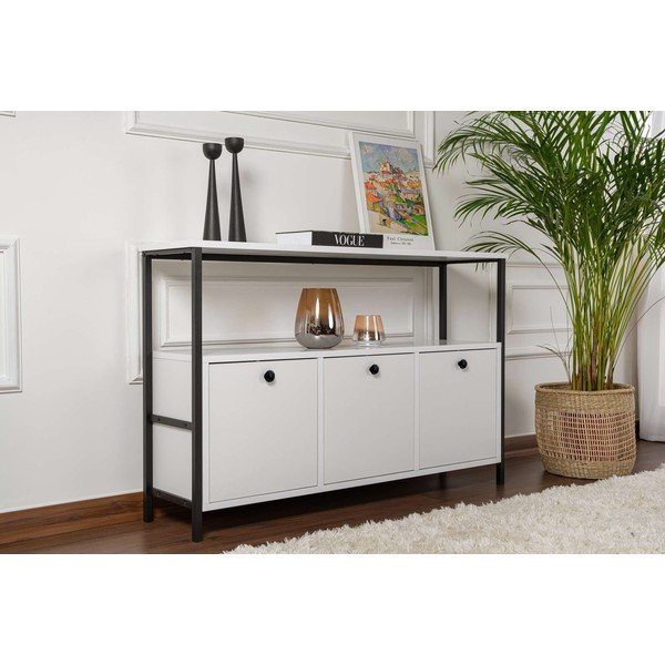 Masă consolă albă cu aspect mat 29,5x120 cm Solace – Kalune Design-image-1