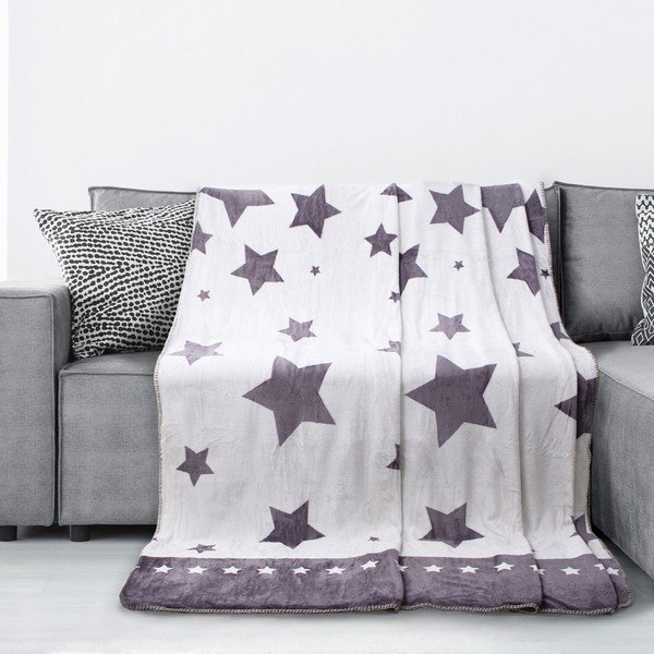 Pătură din micropercal AmeliaHome Starlight, 70 x 150 cm, alb - gri-image-2