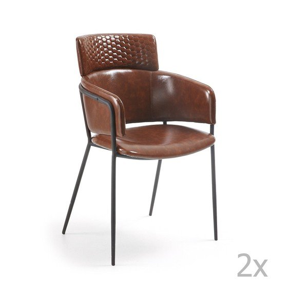 Set 2 scaune La Forma Rhett, maro