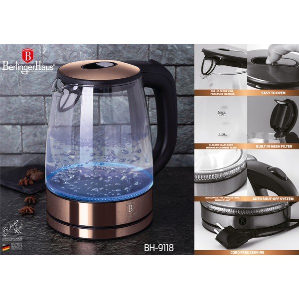 Ceainic electric de 1,7 l Rosegold Metallic Line - BerlingerHaus-image-2
