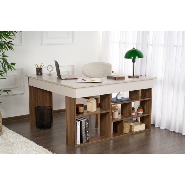 Birou cu aspect de lemn de nuc 120x130 cm Vesper – Kalune Design-image-2
