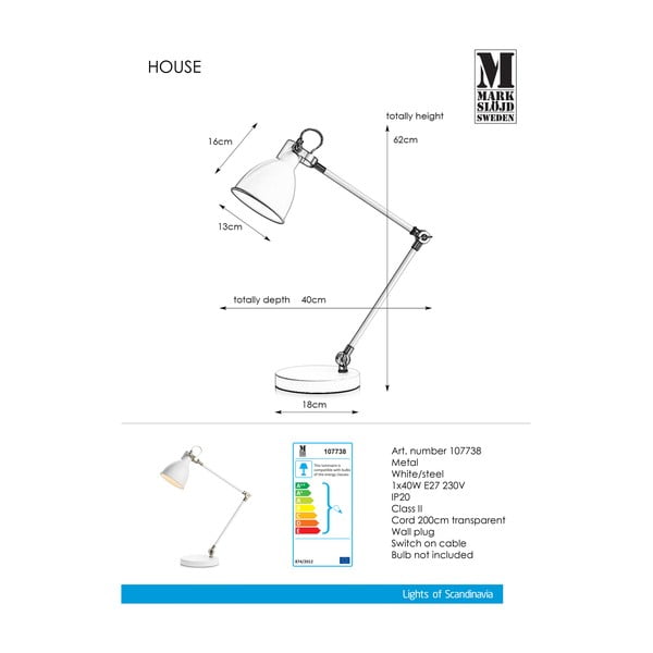 Veioză Markslöjd House Table White, alb-image-2