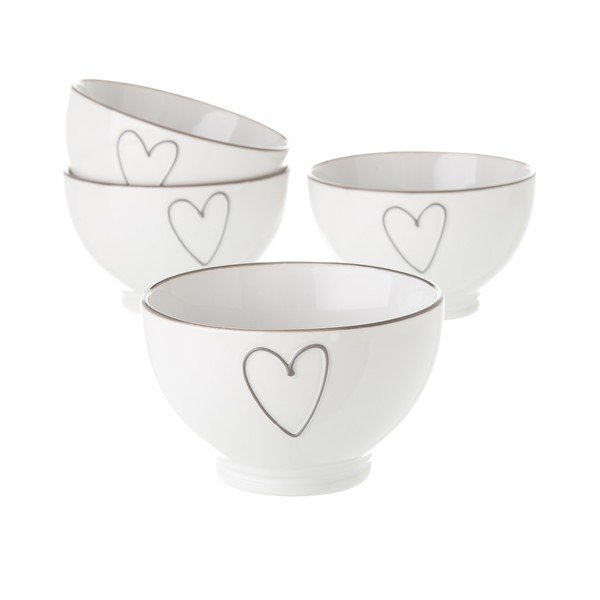 Bol din ceramică Unimasa Heart, 580 ml, alb-image-1