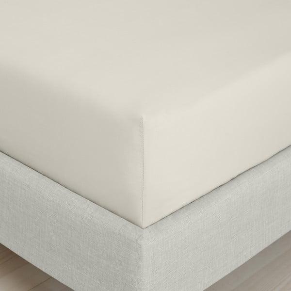 Cearceaf bej din bumbac percal cu elastic 90x190 cm Cotton Percale – Bianca-image-3