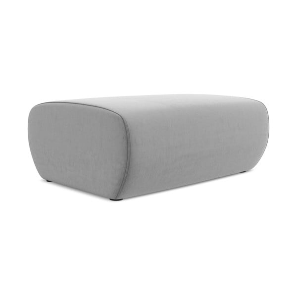 Taburet gri deschis cu tapițerie din catifea Kapua – Makamii-image-1