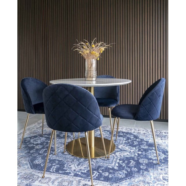 Scaune de dining din catifea albastru-auriu 2 buc. Geneve – House Nordic-image-1