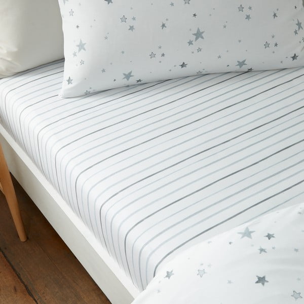 Cearceaf pentru copii alb din bumbac pentru pătuț cu elastic 70x140 cm Stars – Bianca