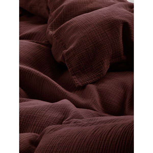 Lenjerie de pat maro închis din muselină pentru pat de o persoană 140x200 cm Amilia – Jotex-image-3