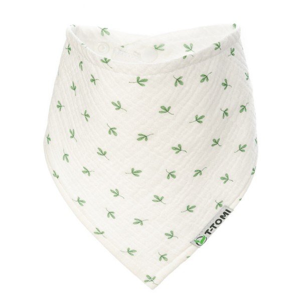 Bavețică din muselină T-TOMI Nature, verde - alb