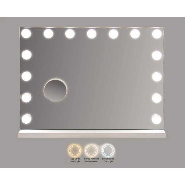 Oglindă de perete cu led/cu raft 55x43 cm Hollywood – Mauro Ferretti-image-3