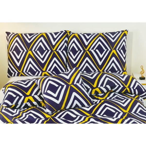 Lenjerie de pat albastru-închis din microsatin pentru pat de o persoană cu 6 piese 140x200 cm Dylan – My House-image-1