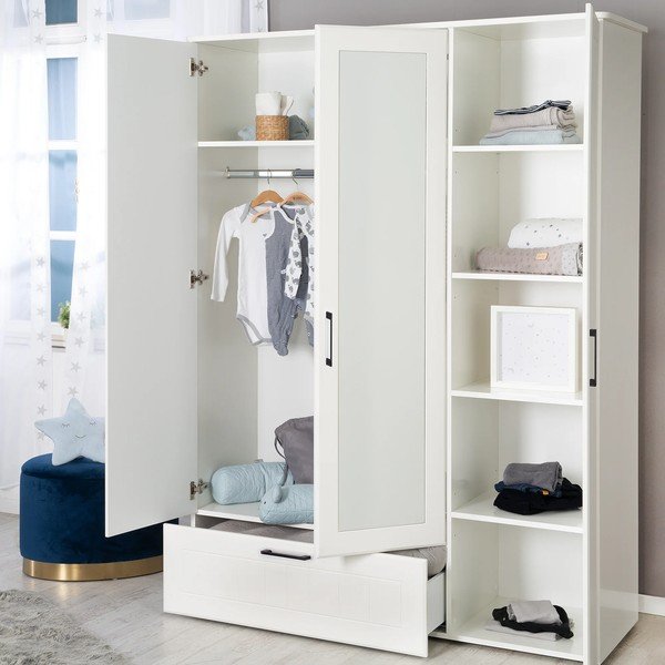 Șifonier pentru copii  alb cu oglindă 139x190 cm Sylt – Roba-image-1