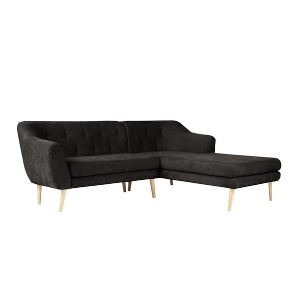 Colțar cu șezlong pe partea dreaptă Mazzini Sofas Sicile, negru-image-3